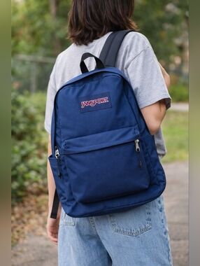 Y2K JanSport Backpack Navy Blue Grunge School Bag 90s Vintage Aesthetic